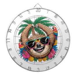 Kawaii Tropical Sloth – Cute Summer Vibes Rainbow  Darttavla