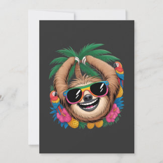 Kawaii Tropical Sloth – Cute Summer Vibes Rainbow  Inbjudningar