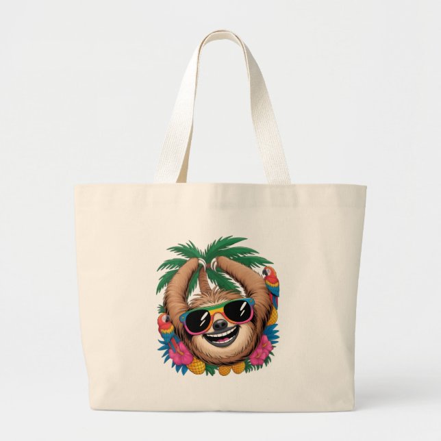 Kawaii Tropical Sloth – Cute Summer Vibes Rainbow  Jumbo Tygkasse (Framsidan)