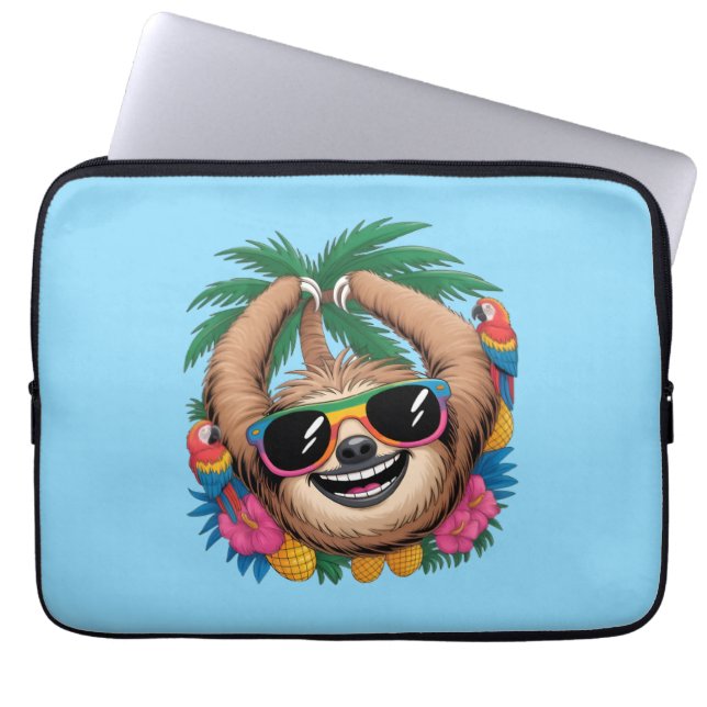 Kawaii Tropical Sloth – Cute Summer Vibes Rainbow  Laptop Fodral (Framsidan)