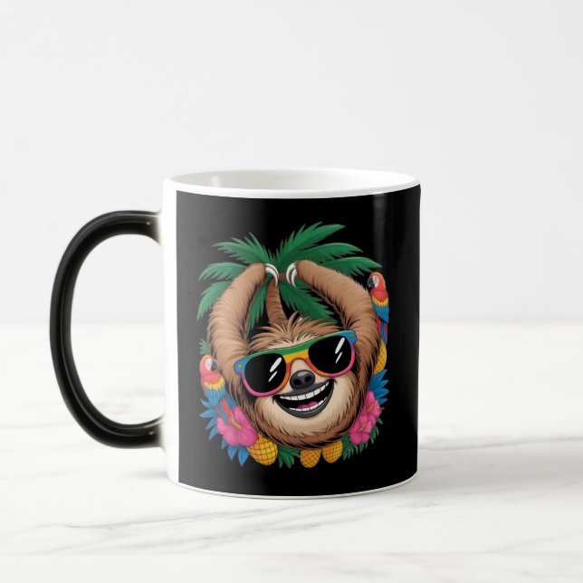 Kawaii Tropical Sloth – Cute Summer Vibes Rainbow  Magisk Mugg (Vänster)