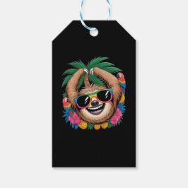 Kawaii Tropical Sloth – Cute Summer Vibes Rainbow  Presentetikett