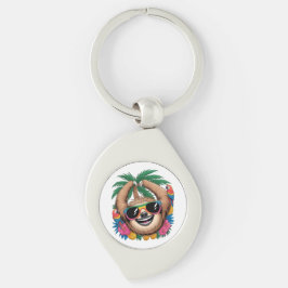 Kawaii Tropisk Sengångare – Söta Sommar Vibbar Reg Swirl Silverfärgad Nyckelring
