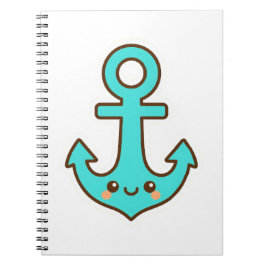 Kawaii Turcouise Anchor - Whimsical & Cheerful Anteckningsbok