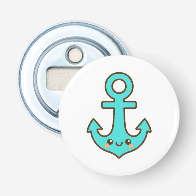 Kawaii Turcouise Anchor - Whimsical & Cheerful Flasköppnare (Framsidan)