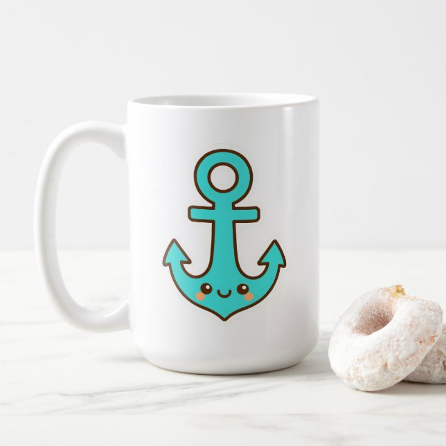 Kawaii Turcouise Anchor - Whimsical & Cheerful Kaffemugg (Med munk)