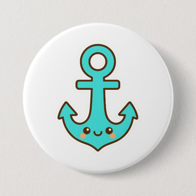 Kawaii Turcouise Anchor - Whimsical & Cheerful Knapp (Framsida)