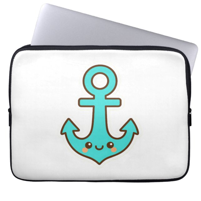 Kawaii Turcouise Anchor - Whimsical & Cheerful Laptop Fodral (Framsidan)