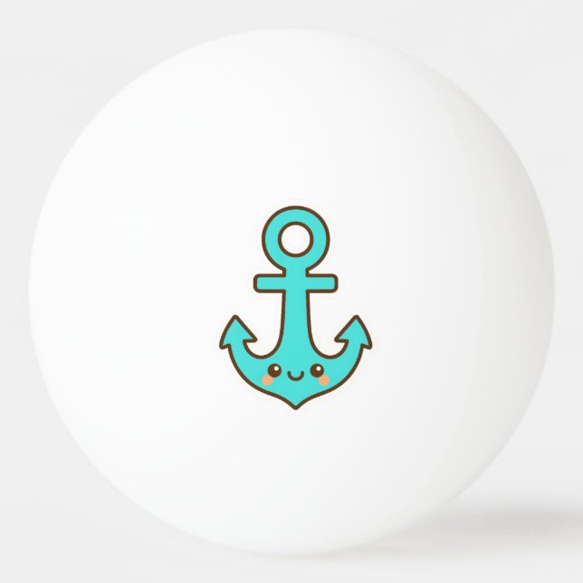 Kawaii Turcouise Anchor - Whimsical & Cheerful Pingisboll (Framsidan)