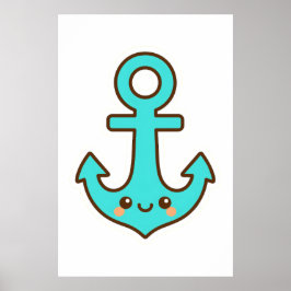Kawaii Turcouise Anchor - Whimsical & Cheerful Poster