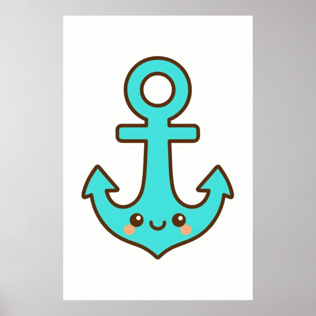 Kawaii Turcouise Anchor - Whimsical & Cheerful Poster (Framsidan)