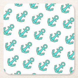 Kawaii Turcouise Anchor - Whimsical & Cheerful Underlägg Papper Kvadrat