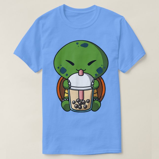 Kawaii Turtle Boba Mjölk Tea Bubble Tea Anime T Shirt (Design framsida)