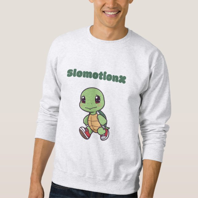 Kawaii Turtle Sweatshirt - Cute Slowmotionx Cartoo (Framsida)