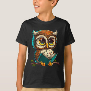 Kawaii Uggla Reads Bok Reading Bookworm Bibliotek T Shirt