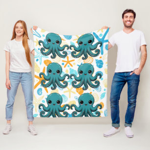Kawaii under Octopus Mönster Fleecefilt