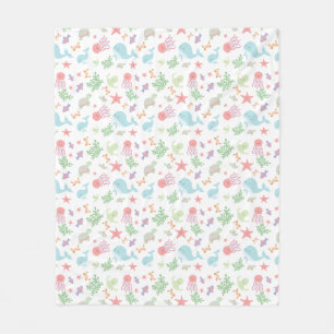 Kawaii under Sea Baby Shower-Neutralten Pastel Fleecefilt