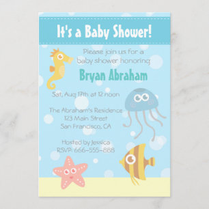 Kawaii Underwater-tema Baby Shower-inbjudan Inbjudningar