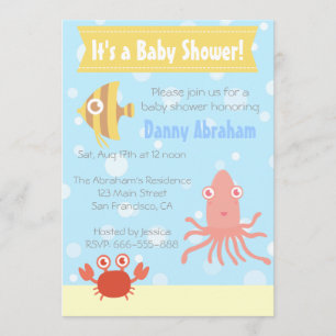 Kawaii Underwater-tema Baby Shower-inbjudan Inbjudningar