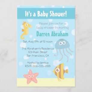 Kawaii Underwater-tema Baby Shower-inbjudan Inbjudningar
