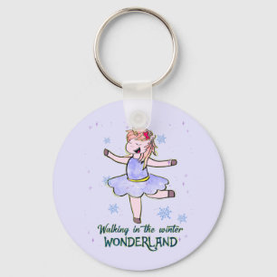 Kawaii Unicorn   Gå under vinter Nyckelring