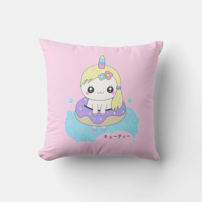 Kawaii Unicorn Kudde (Framsida)