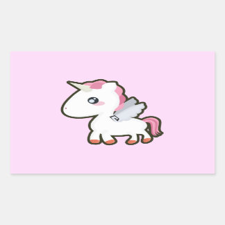 Kawaii Unicorn Rektangulärt Klistermärke