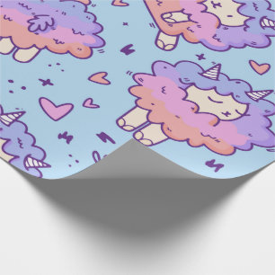Kawaii Unicorn Sheep Wrapping Papper Presentpapper