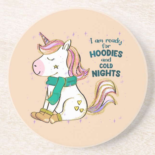Kawaii Unicorn | Vinter och hus Underlägg (Framsidan)