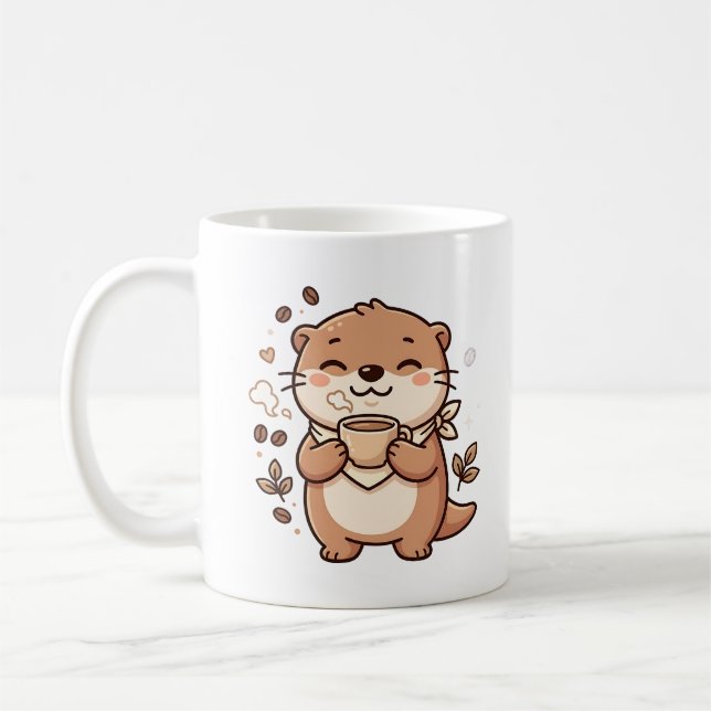 Kawaii Utterkaffekopp Illustration Kaffemugg (Vänster)