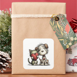 Kawaii Valentine Character 3 Inch Sticker – Cute L Fyrkantigt Klistermärke