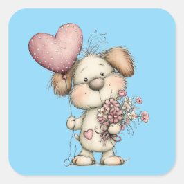 Kawaii Valentine Character 3 Inch Sticker – Cute L Fyrkantigt Klistermärke