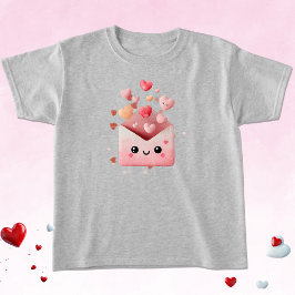 Kawaii Valentine Envelope with Hearts T Shirt