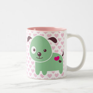 Kawaii valp Två-Tonad mugg