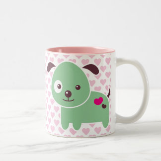 Kawaii valp Två-Tonad mugg