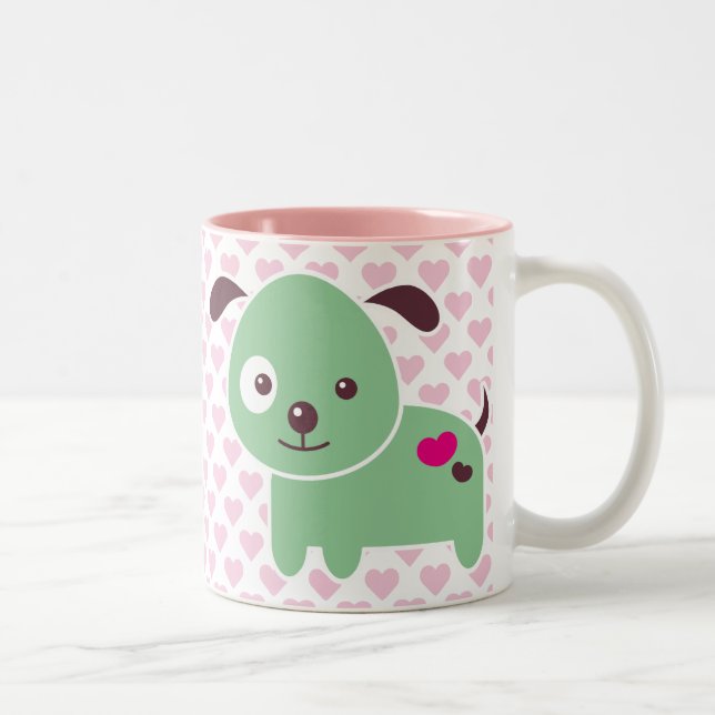 Kawaii valp Två-Tonad mugg (Höger)