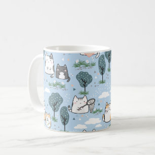Kawaii Vår Cats Nature Mönster Kaffemugg