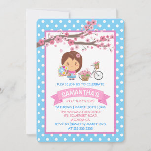 Kawaii vår körsbärsblommor flicka födelsedagsfest inbjudningar