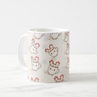 Kawaii Varm Choklad Sömlöst Mönster – Söt Jul Kaffemugg