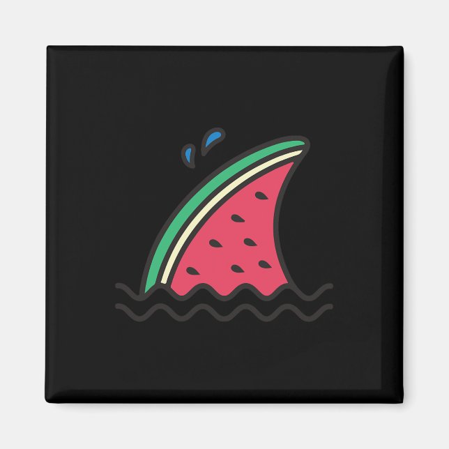 Kawaii Vattenmelon Hajfena Rolig Familj Sommar Lov Magnet (Framsidan)