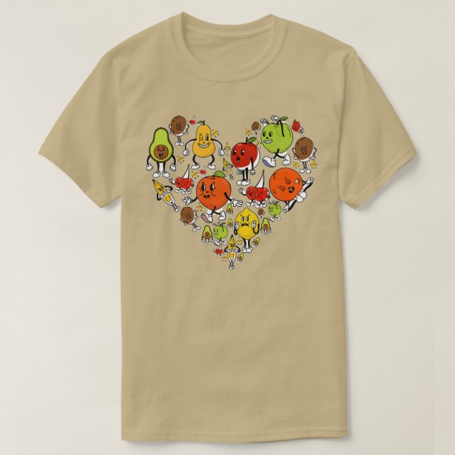 Kawaii Vegan Vegetarian Heart Fruit T Shirt (Design framsida)