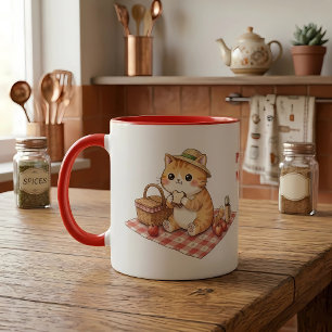 Kawaii Vintage Ginger Katt Picknick Mugg
