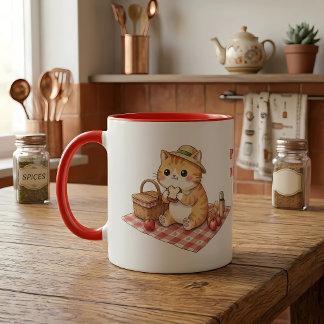 Kawaii Vintage Ginger Katt Picknick Mugg