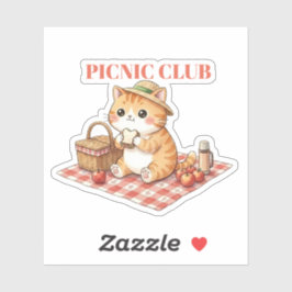 Kawaii Vintage Katt Picknick Vattenfärg Vinyl Klis Klistermärken