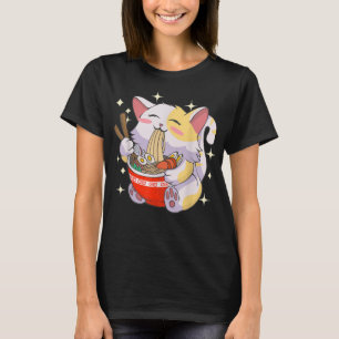 Kawaii Vintage Stil Japansk Ramen Katt T Shirt