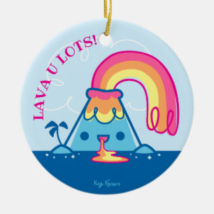 Kawaii vulkan julgransprydnad keramik
