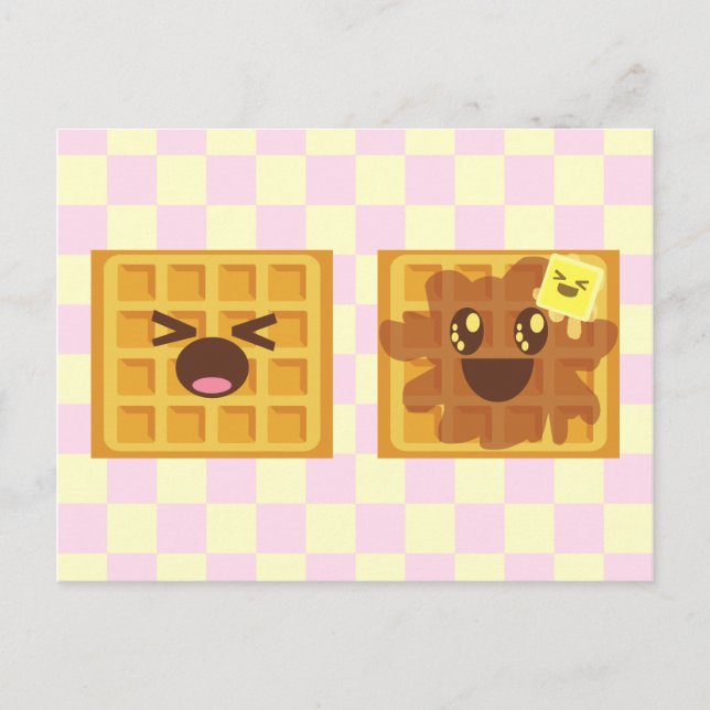 Kawaii waffles bra Morgonfrukost! Vykort (Framsida)