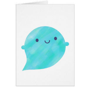 Kawaii Watercolor Ghost (Ocean) Hälsningskort