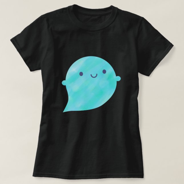 Kawaii Watercolor Ghost (Ocean) T Shirt (Design framsida)