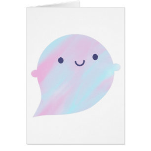 Kawaii Watercolor Ghost (Unicorn) Hälsningskort